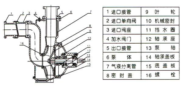 ZW自吸式無堵塞排污泵結(jié)構(gòu)圖